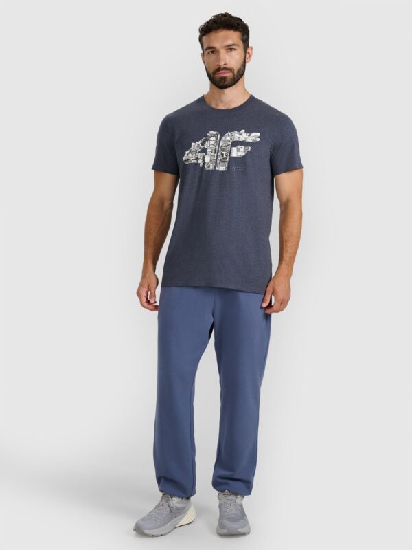 4F T-shirt regular z nadrukiem męski - szary