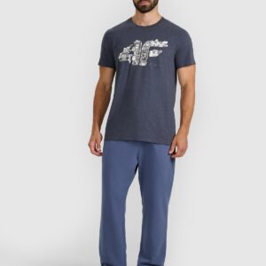 4F T-shirt regular z nadrukiem męski - szary