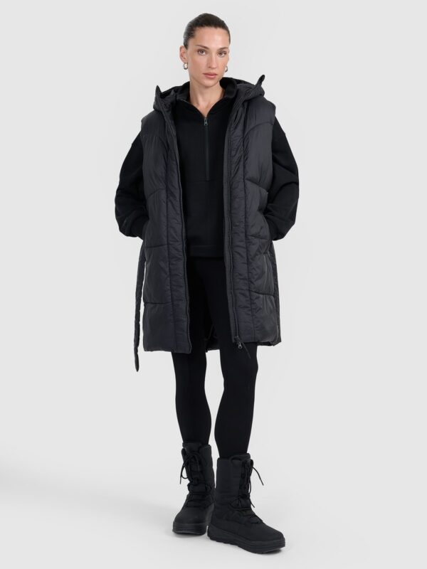 4F Długi bezrękawnik puchowy z wypełnieniem syntetycznym damski - czarny