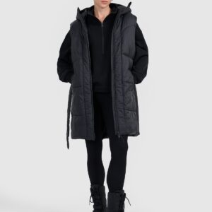 4F Długi bezrękawnik puchowy z wypełnieniem syntetycznym damski - czarny