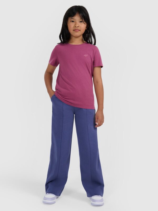 4F T-shirt regular gładki dziewczęcy - fioletowy 152 (11-12 lat)