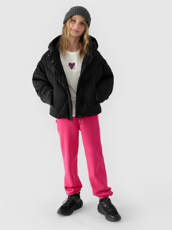 4F Kurtka puchowa z wypełnieniem syntetycznym dziewczęca - czarna 122 (6-7 lat)