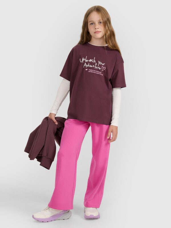 4F T-shirt regular z nadrukiem dziewczęcy - różowy 128 (7-8 lat)