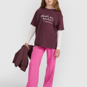 a59c466bb826bf2b289ca70c588acae4074f6b40 4F T-shirt regular z nadrukiem dziewczęcy - różowy 128 (7-8 lat)