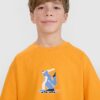 4F T-shirt oversize z nadrukiem chłopięcy - pomarańczowy 158 (12-13 lat)
