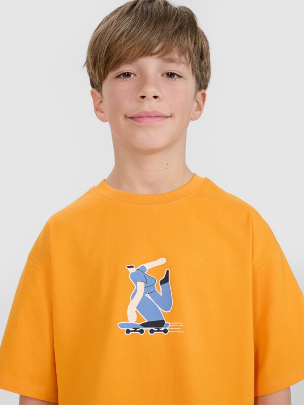 4F T-shirt oversize z nadrukiem chłopięcy - pomarańczowy 158 (12-13 lat)