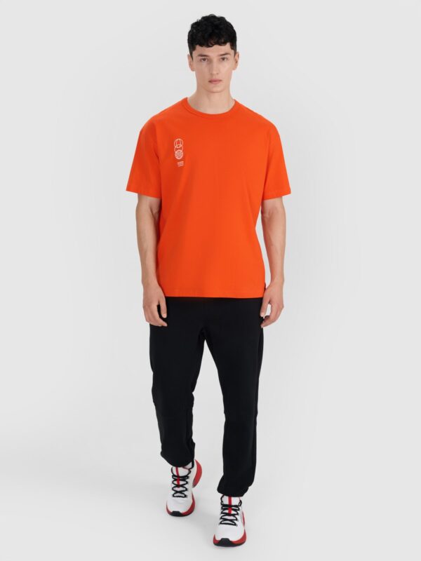 a5ea94df877dea360b2e26d82e326b52d3e1a9c2 4F T-shirt oversize z nadrukiem męski - pomarańczowy