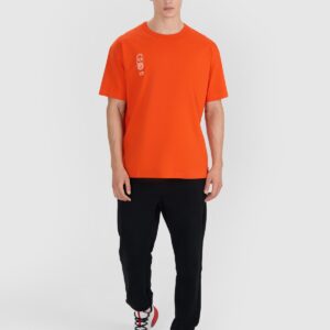 4F T-shirt oversize z nadrukiem męski - pomarańczowy