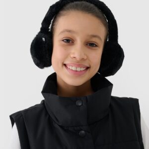 4F Bezrękawnik puchowy z wypełnieniem syntetycznym dziewczęcy - czarny 122 (6-7 lat)