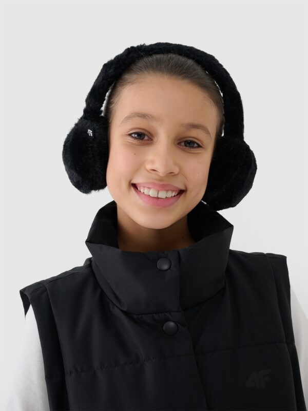 a6281af23027287acb042e9f7f0a43bbd41b473d 4F Bezrękawnik puchowy z wypełnieniem syntetycznym dziewczęcy - czarny 122 (6-7 lat)