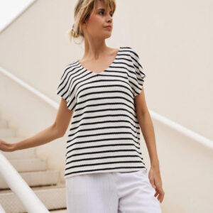 Bluzka w paski biała