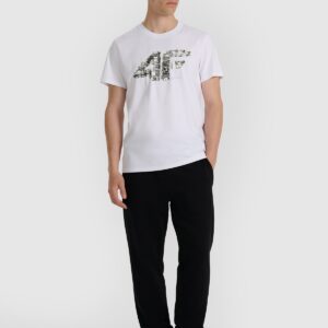 4F T-shirt regular z nadrukiem męski - biały