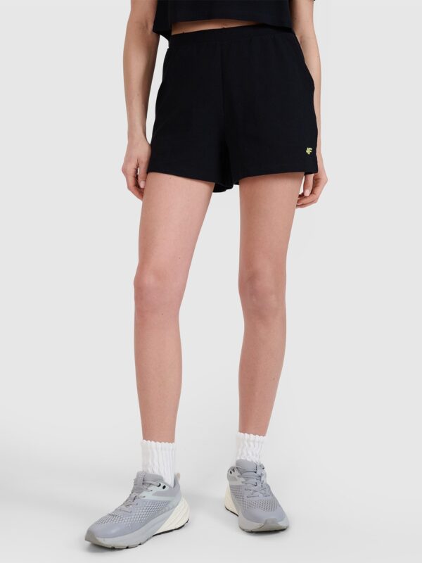 a6f118b19aabf04ffe4627d31a83d7810c100e88 4F Spodenki dresowe z waflowej dzianiny damskie - czarne