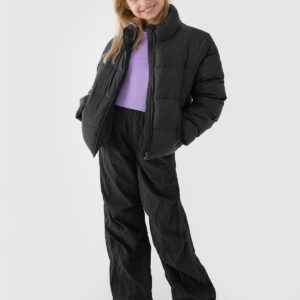 4F Kurtka puchowa z wypełnieniem syntetycznym dziecięca - czarna 122 (6-7 lat)