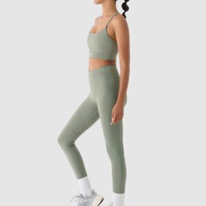 4F Legginsy treningowe z wysokim stanem damskie - oliwkowe/khaki