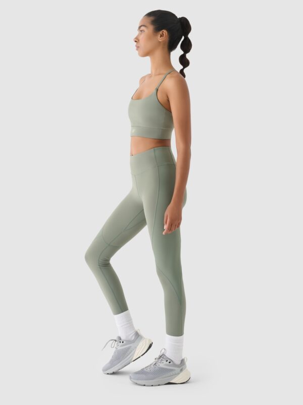 4F Legginsy treningowe z wysokim stanem damskie - oliwkowe/khaki