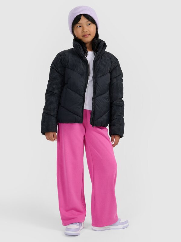 4F Kurtka puchowa z wypełnieniem syntetycznym dziewczęca - czarna 152 (11-12 lat)