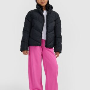 4F Kurtka puchowa z wypełnieniem syntetycznym dziewczęca - czarna 152 (11-12 lat)