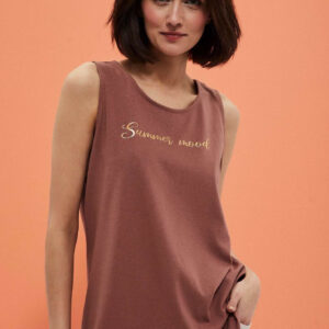 Koszulka z metalicznym nadrukiem czekoladowa