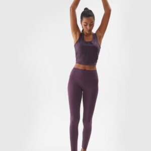 4F Legginsy treningowe ze średnim stanem damskie - fioletowe