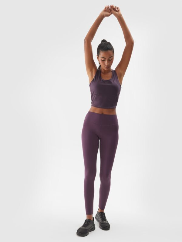4F Legginsy treningowe ze średnim stanem damskie - fioletowe