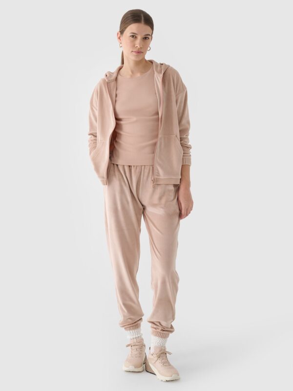 4F T-shirt slim gładki damski - beżowy