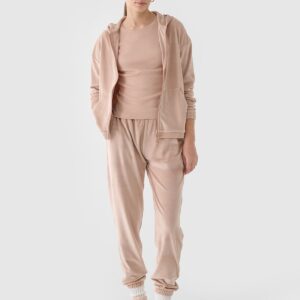 4F T-shirt slim gładki damski - beżowy