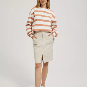 a994c76fc0864c6a0b05e232dd435ee5c3e6a5d7 Spódnica z rozporkiem i z kieszeniami beżowa