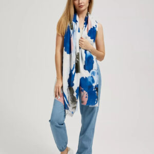 Wzorzysty letni szal niebieski