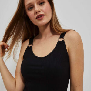 Dopasowany prążkowany top czarny