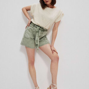 Jeansowe spodenki typu paperbag czekoladowe