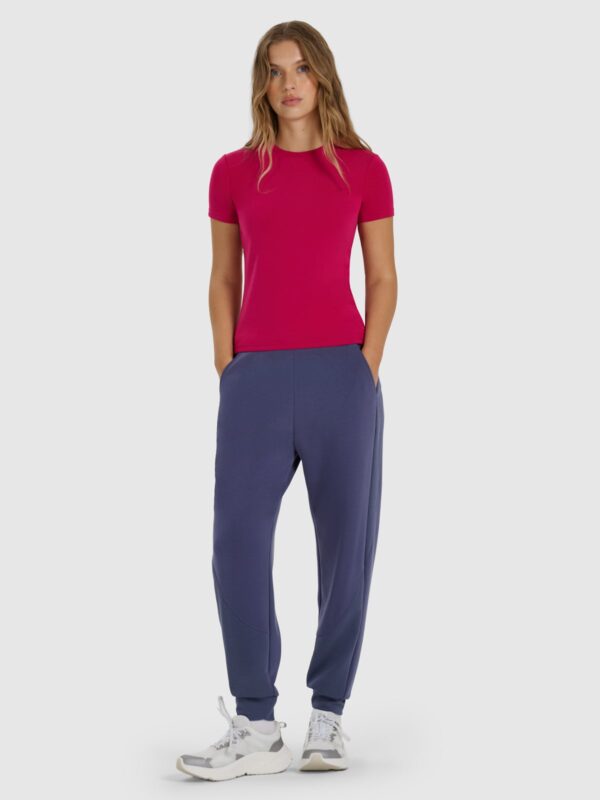 4F T-shirt z prążkowanej dzianiny z modalem damski - różowy