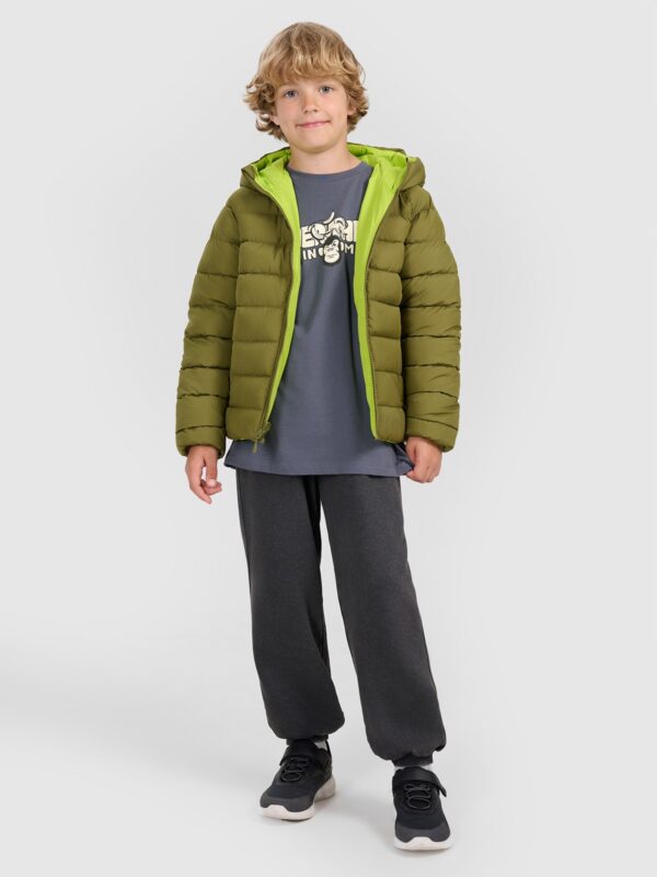 4F Kurtka puchowa dwustronna z wypełnieniem syntetycznym chłopięca - oliwkowa/khaki 128 (7-8 lat)