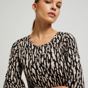 Sukienka z bufiastymi rękawami brązowa