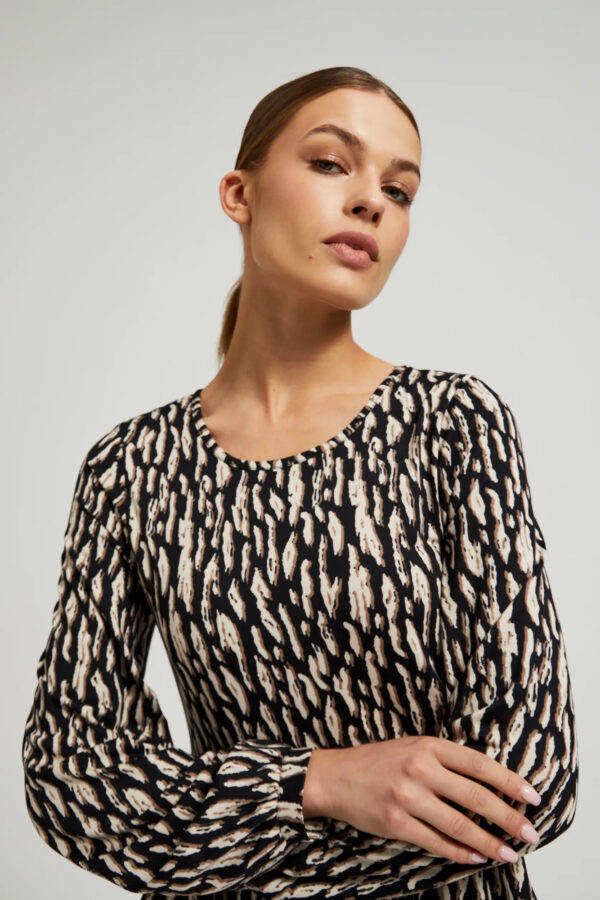 Sukienka z bufiastymi rękawami brązowa