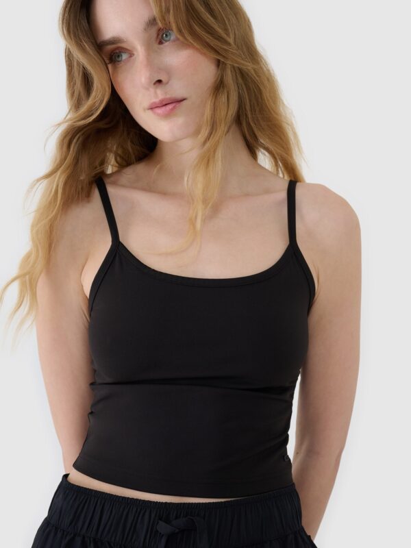 4F Crop-top slim damski - czarny