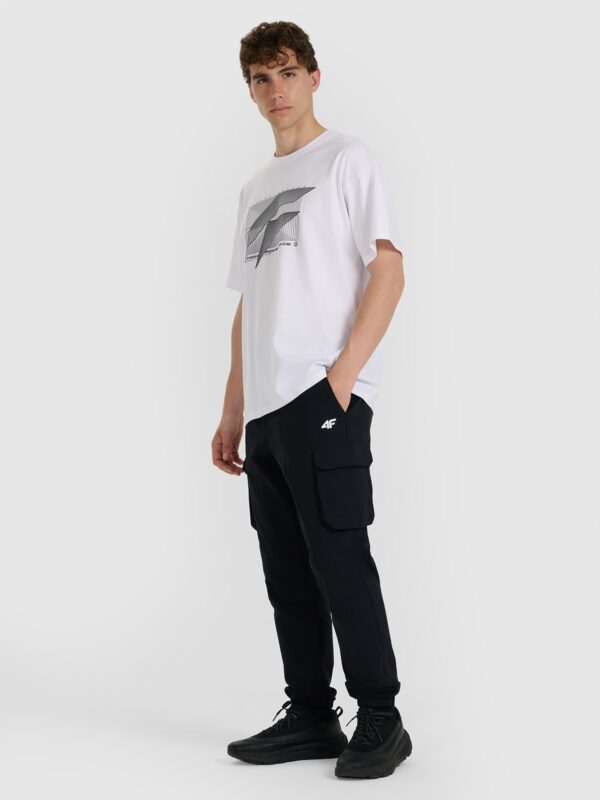 4F T-shirt regular z nadrukiem męski - biały