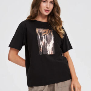 Bawełniany t-shirt z nadrukiem czarny