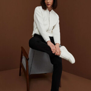 Gładkie spodnie z lampasami czarne