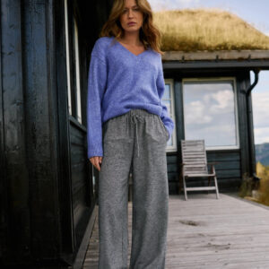 Bawełniane spodnie z szerokimi nogawkami szare