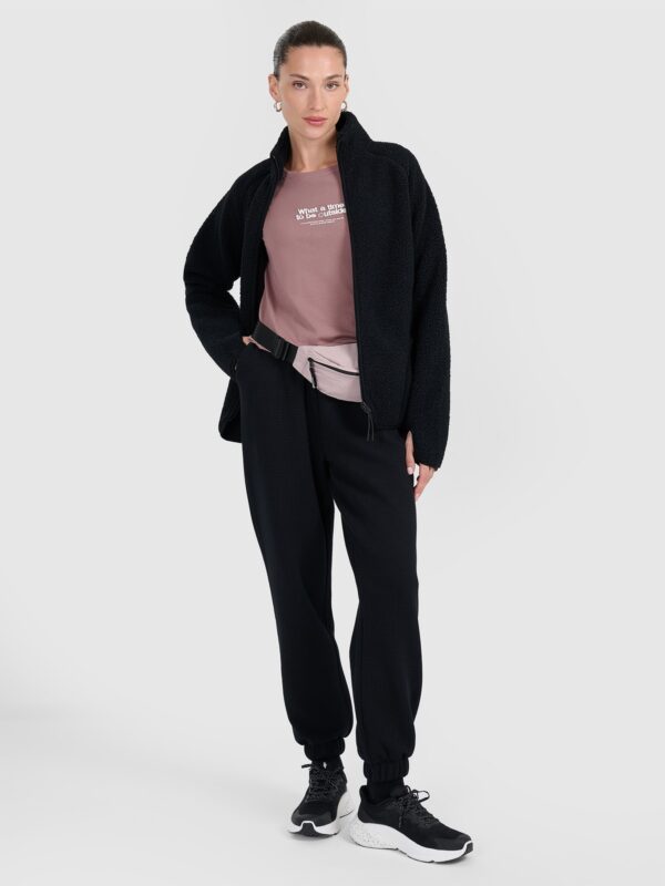 4F T-shirt regular z nadrukiem damski - brązowy