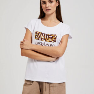 adc4a8a501e45c24360cdc5854d2360416d03460 Bluzka z napisem i nadrukiem biała