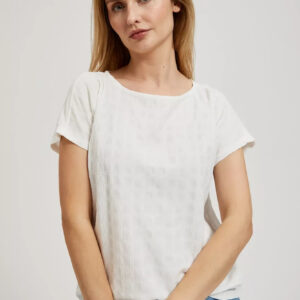 ae403a39f8eb916a440a05d76cb5771c2d51a075 Bluzka z okrągłym dekoltem i strukturalną fakturą biała