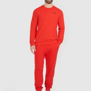 4F Bluza dresowa nierozpinana bez kaptura męska - czerwona