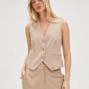 Kamizelka w paski beżowa