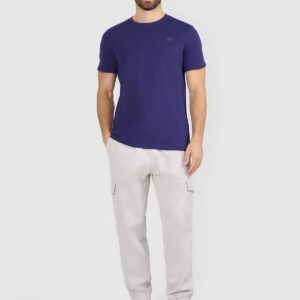 4F T-shirt regular gładki męski - granatowy