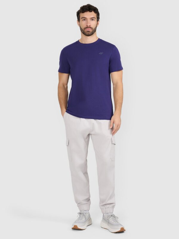 4F T-shirt regular gładki męski - granatowy