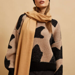 Gładki szalik ciemnobeżowy