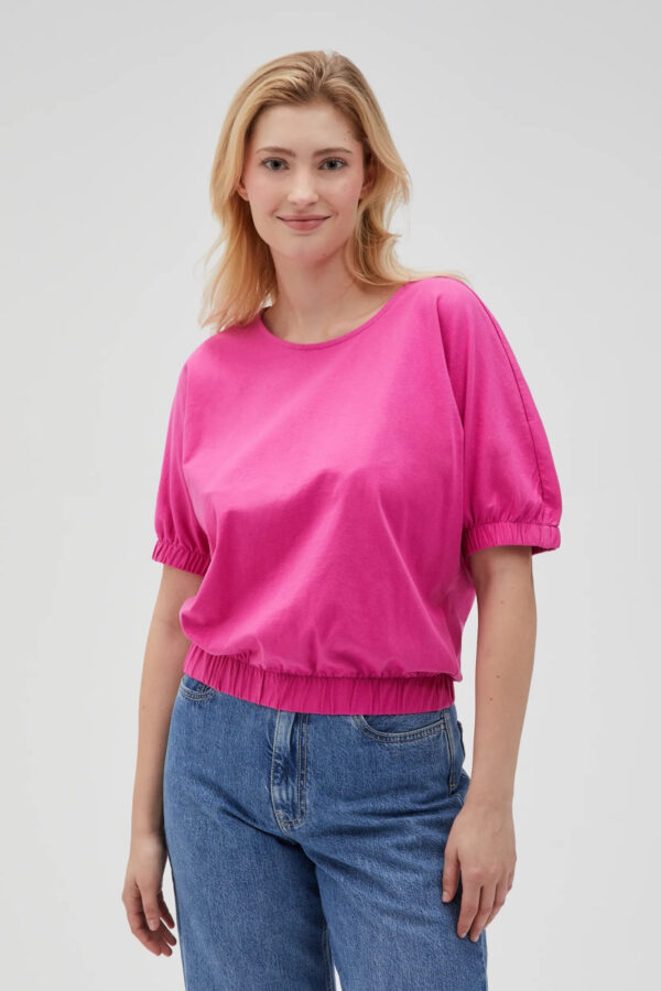 Bluzka z krótkimi rękawami fuksjowa