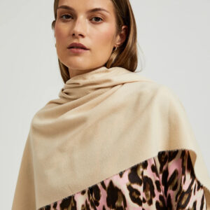 Gładki szalik z frędzlami beżowy